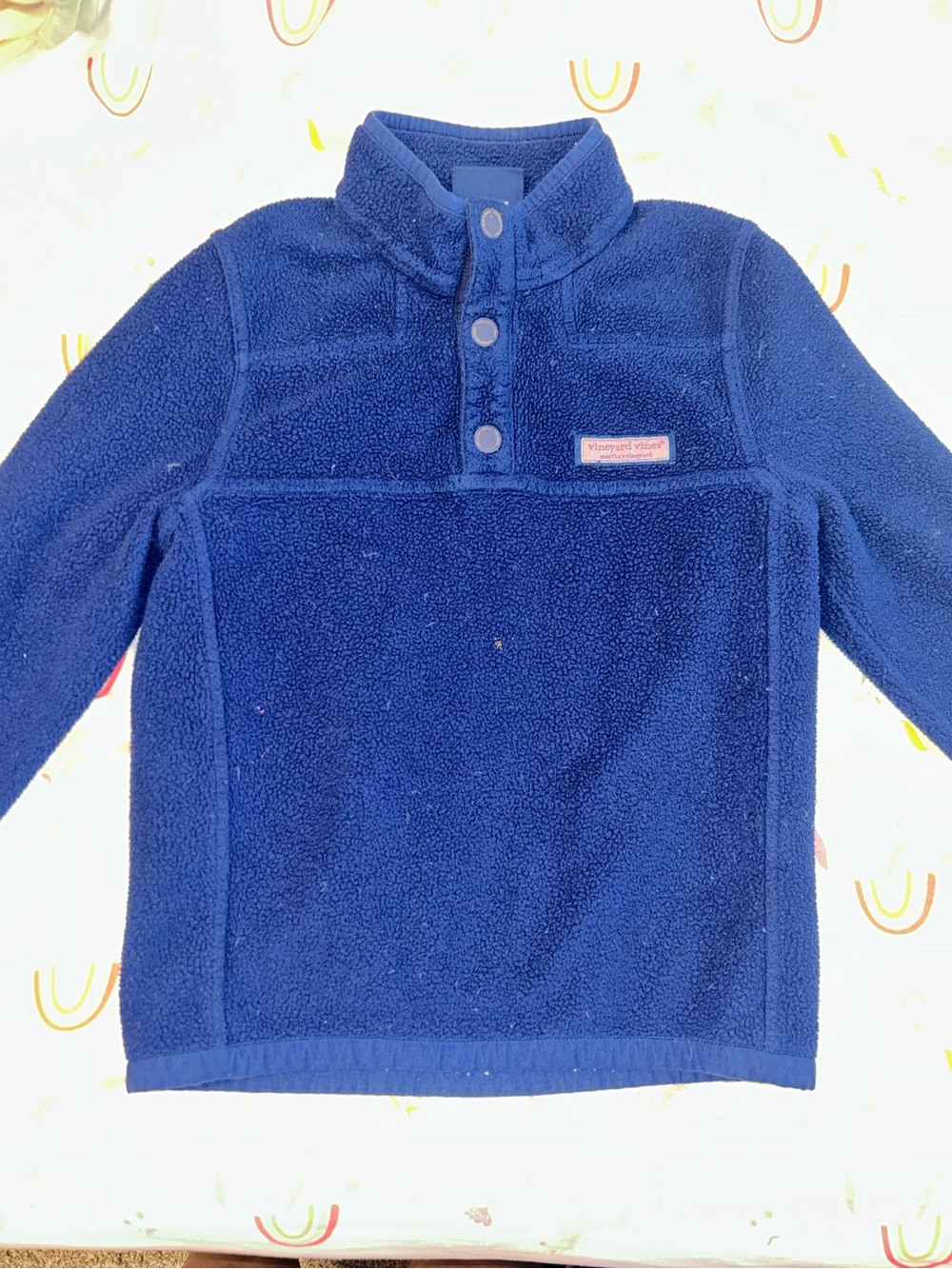 Vineyard Vines Kids Royal Blue Fleece Snap Pullover
